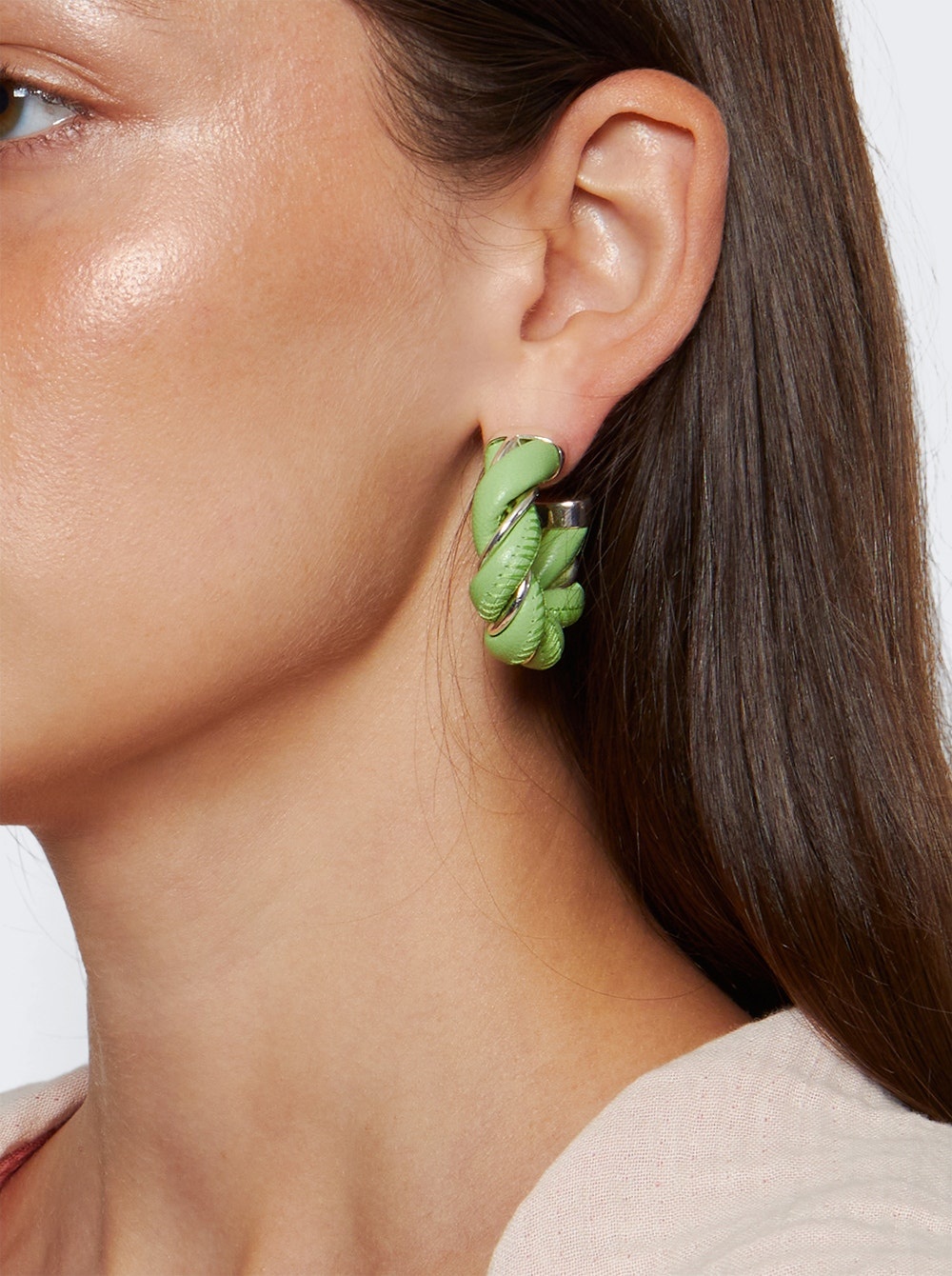 Twist Hoop Earrings Pisctachio Green - 3