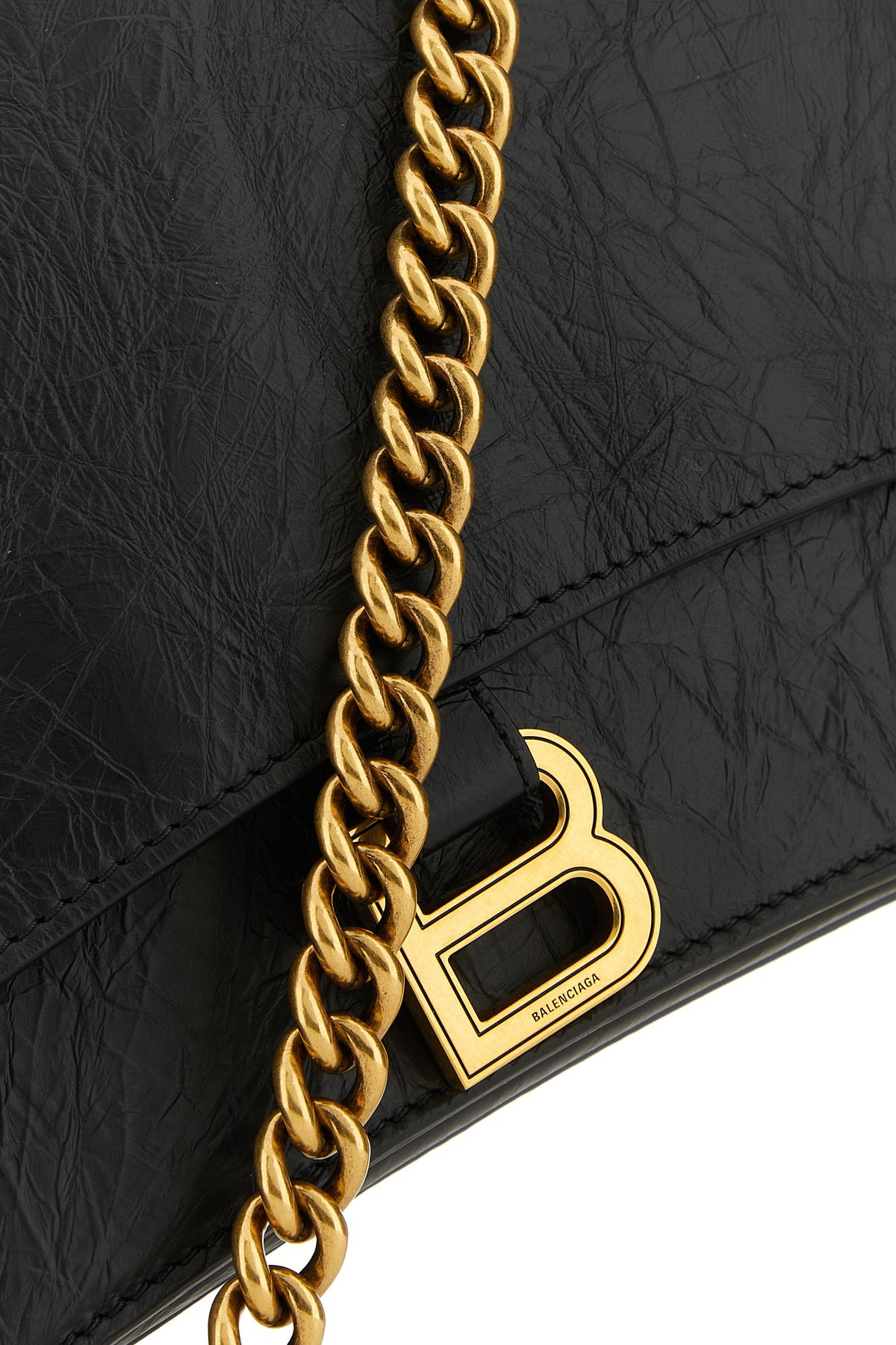 Black leather Crush M shoulder bag - 4