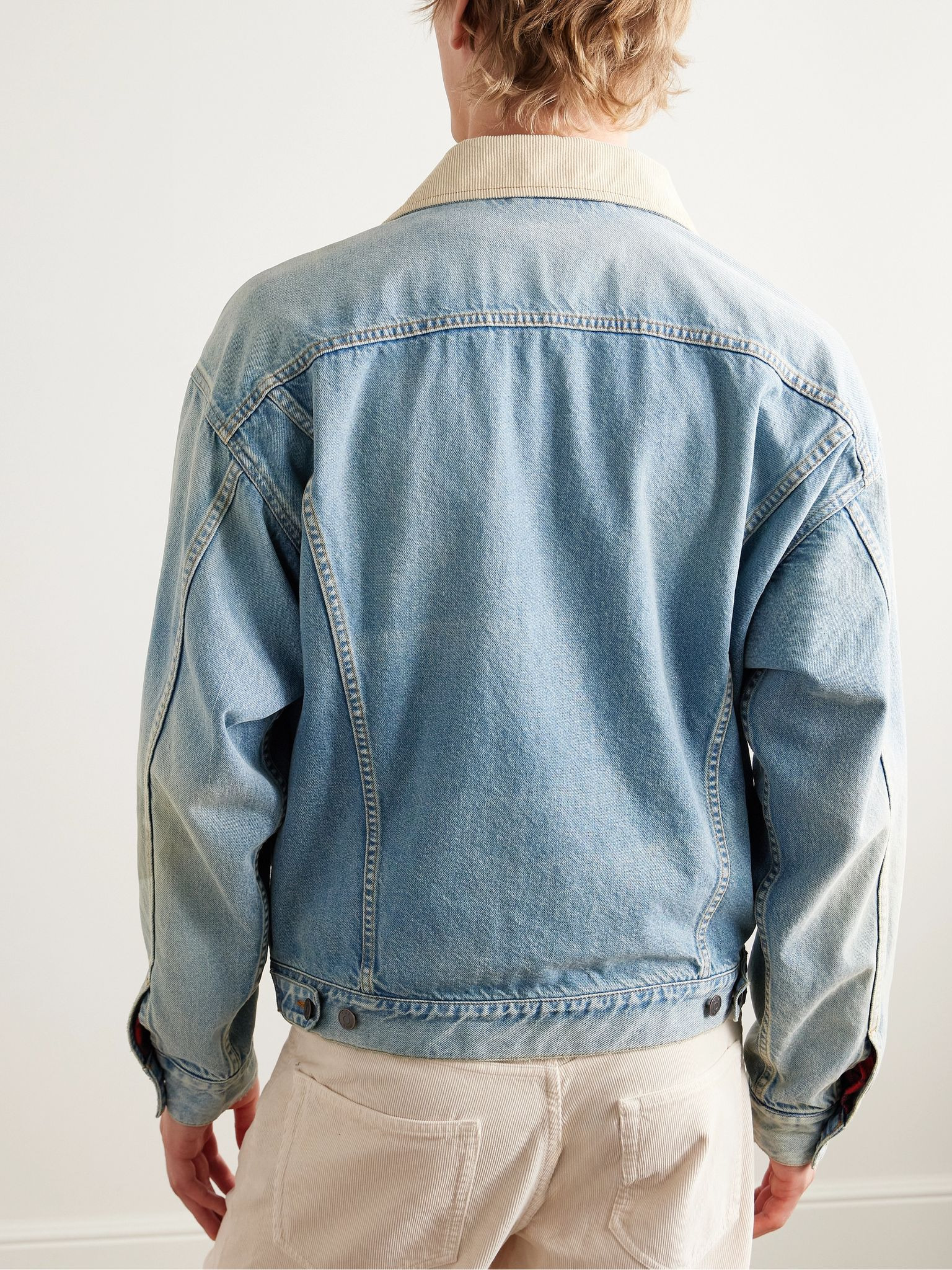 Joret Corduroy-Trimmed Denim Jacket Indigo - 3