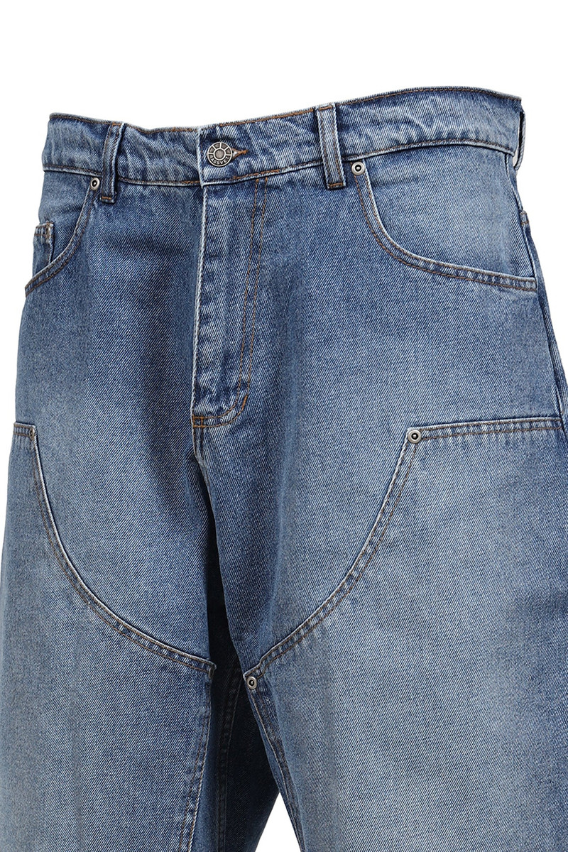 SUN DYED DOUBLE KNEE BAGGY DENIM SHORTS WOVEN / LT. BLU 4