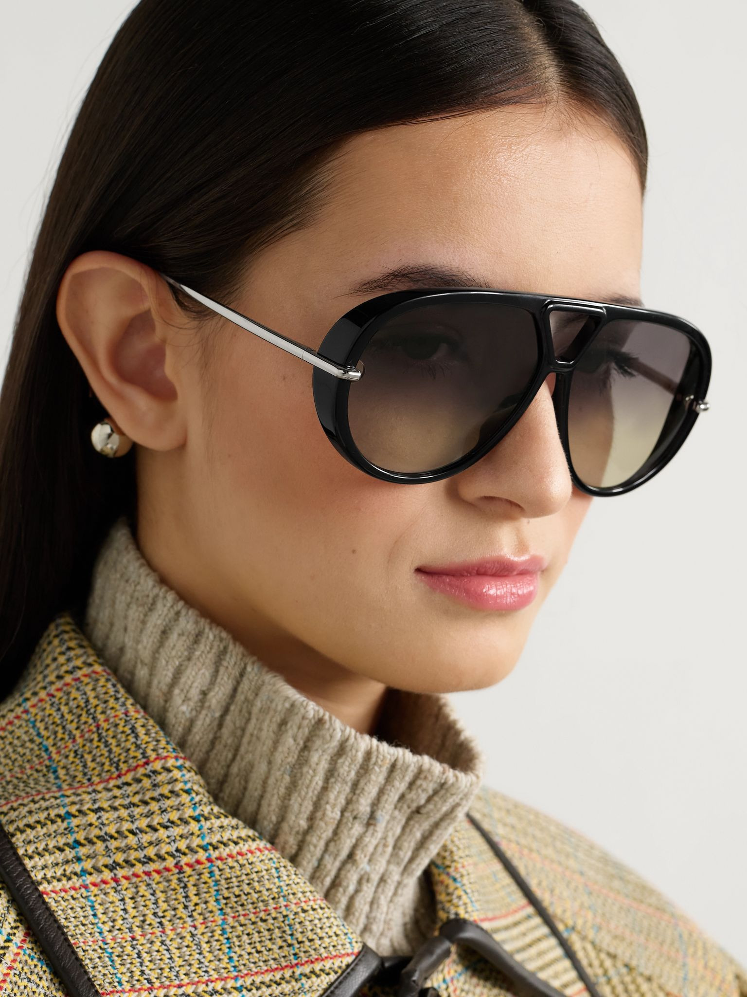 Aviator-style acetate and silver-tone sunglasses Silver - 2