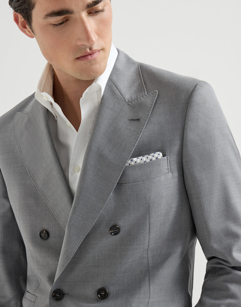 Virgin wool and silk lightweight hopsack one-and-a-half breasted blazer 4