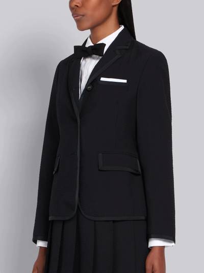 Thom Browne Black Wool Seersucker Grosgrain Tipping Classic Jacket outlook