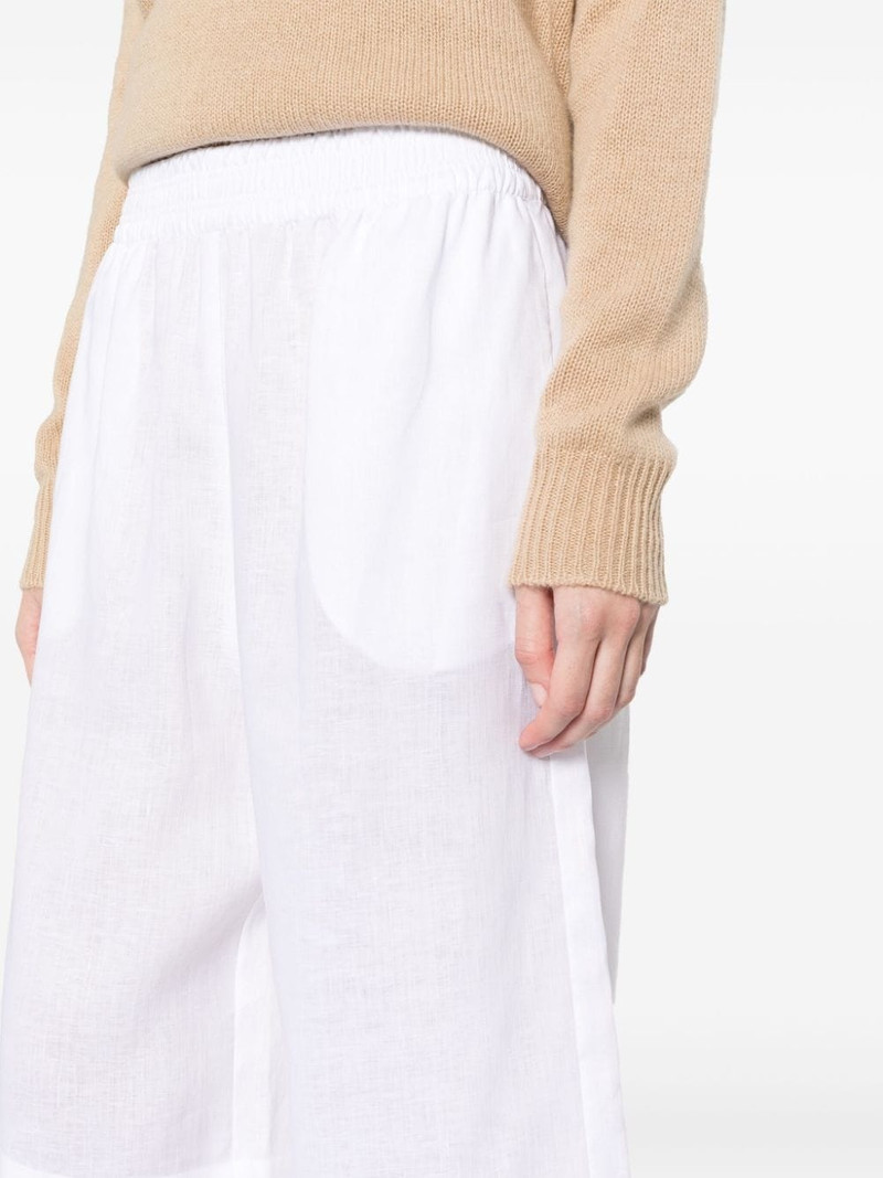 elasticated-waistband linen shorts 5