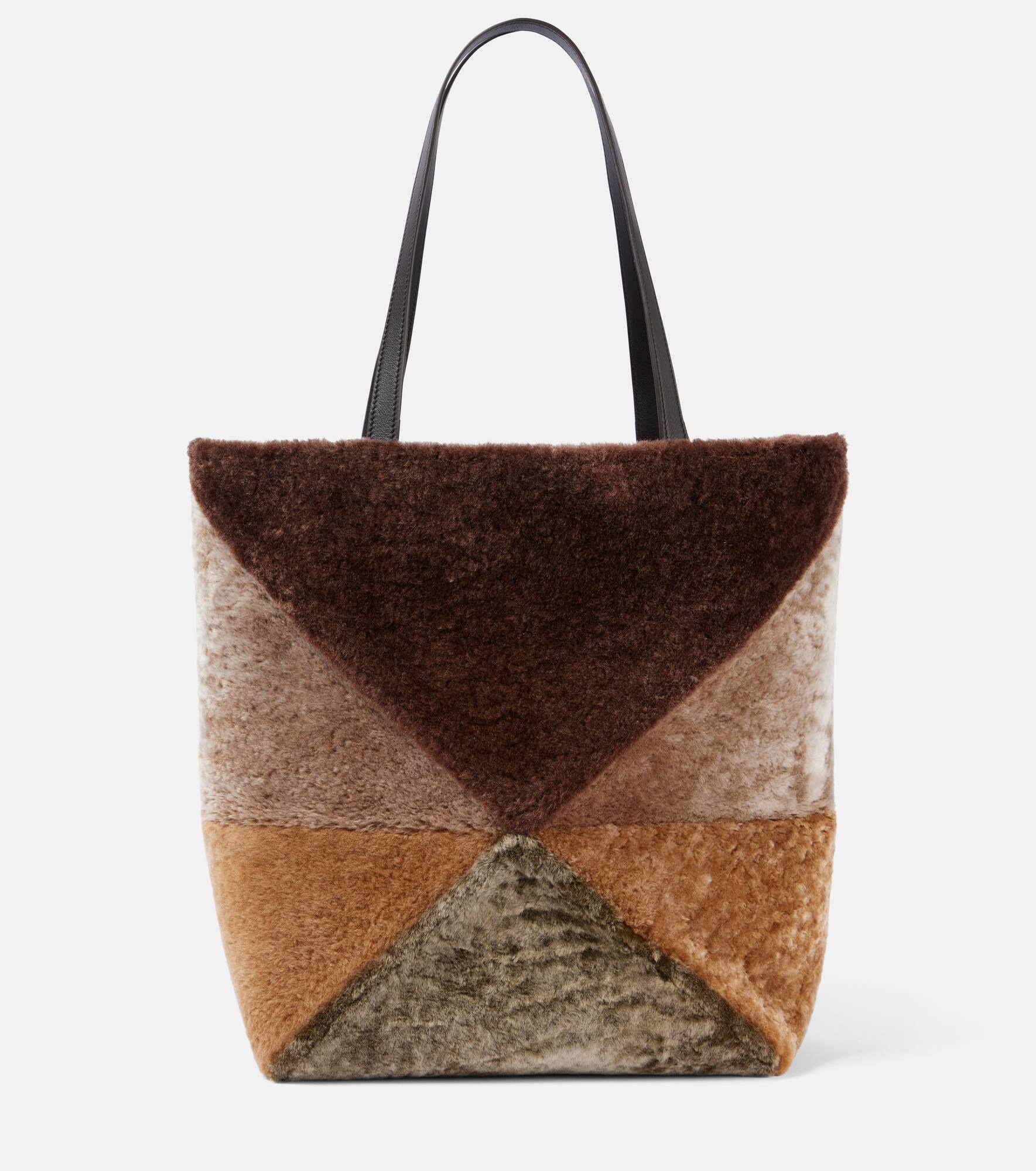 Puzzle Fold Large shearling tote bag - 1