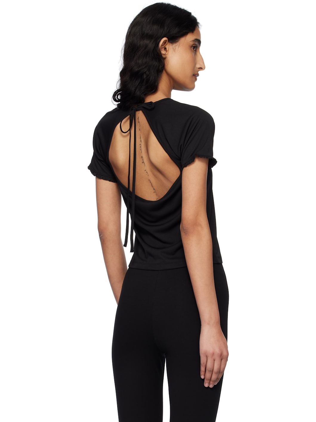 Black Frill Backless T-shirt - 3