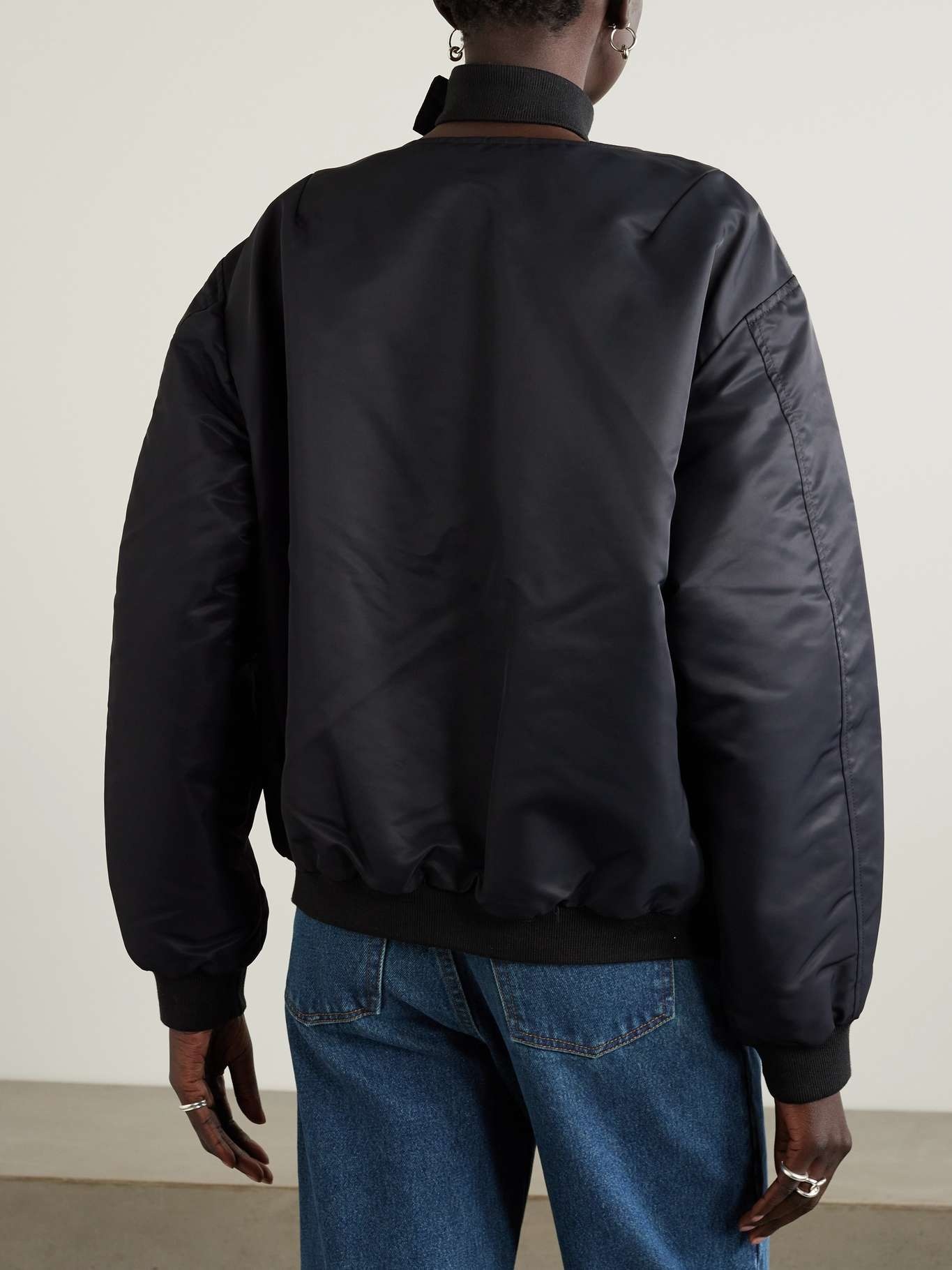 Cutout recycled-satin bomber jacket - 4