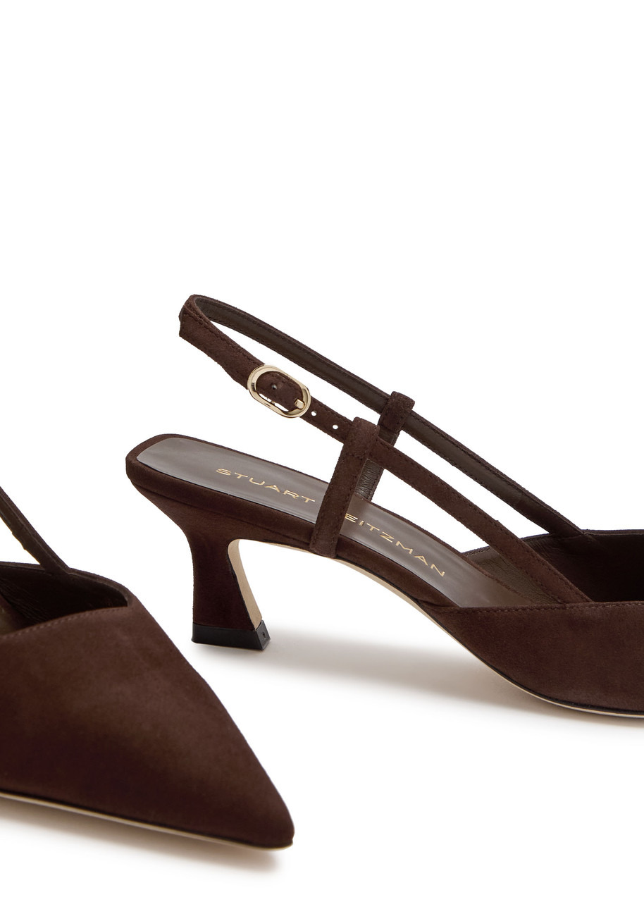 Stuart Weitzman Vinnie 50 Suede Slingback Pumps - 4