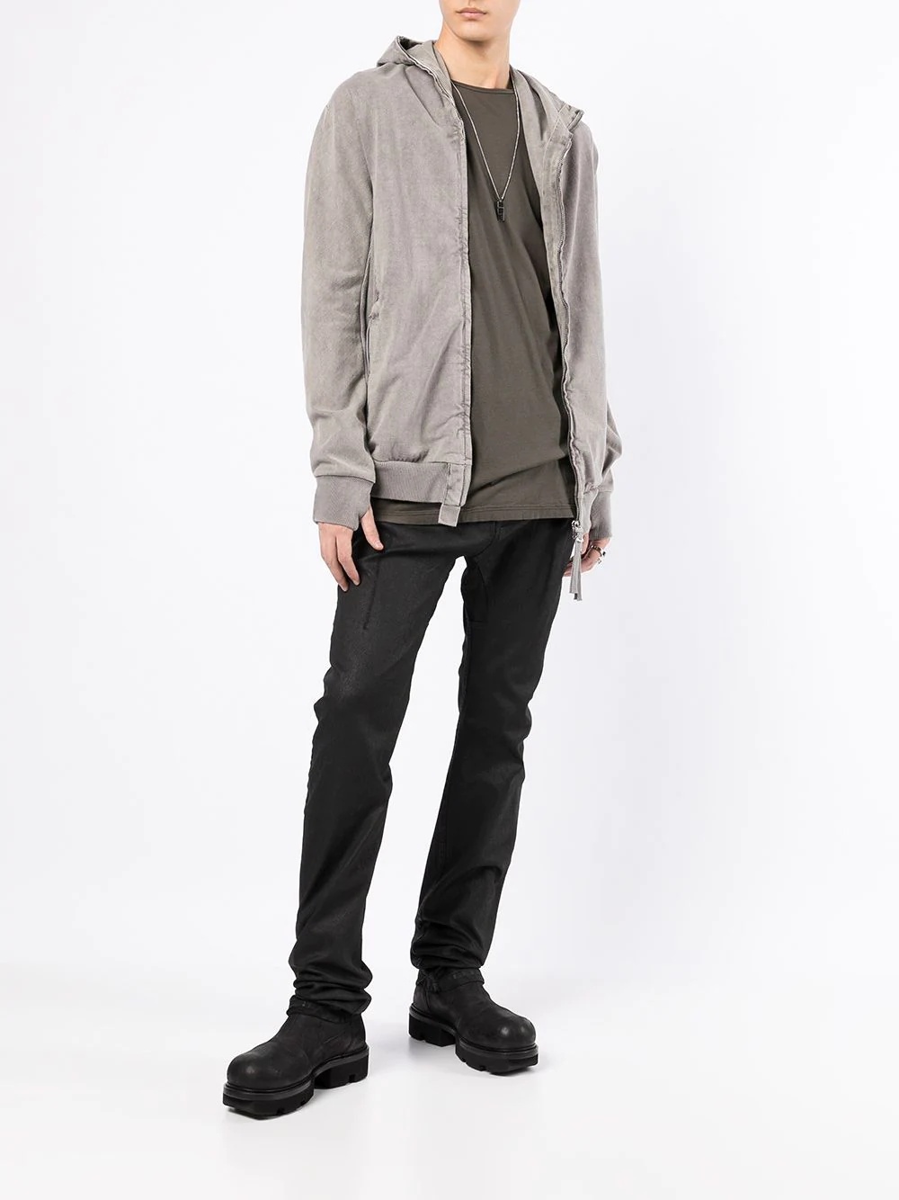 panelled zip-front hoodie - 2