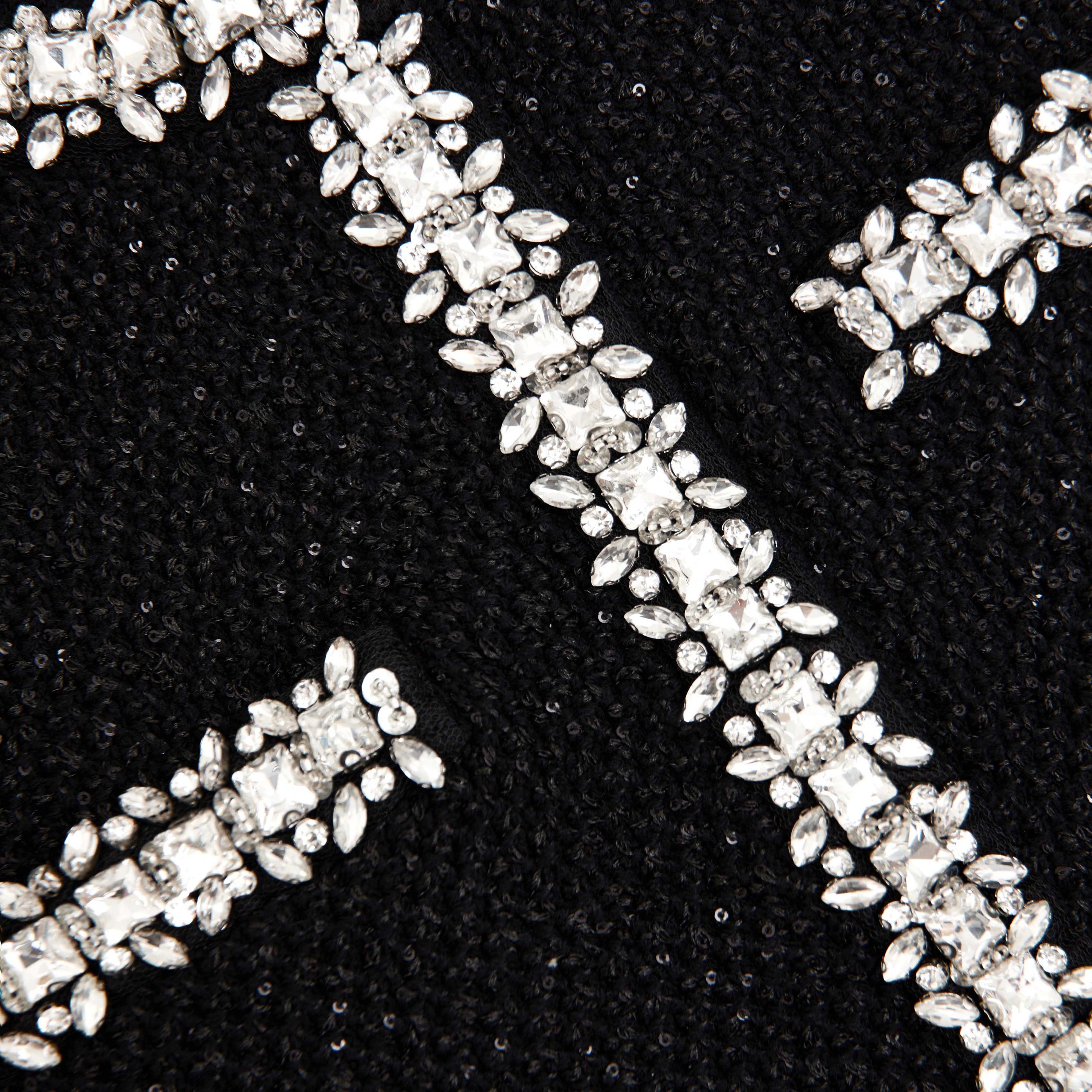 Black Sequin Knit Mini Dress - 5