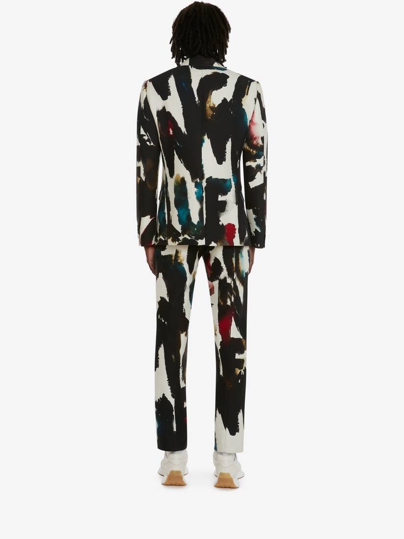 Men's Watercolour Graffiti Cigarette Trousers in Multicolour - 4