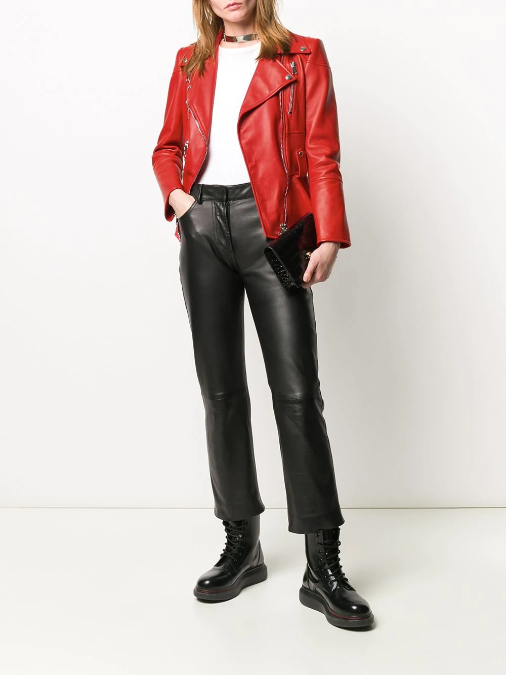 peplum hem biker jacket - 2