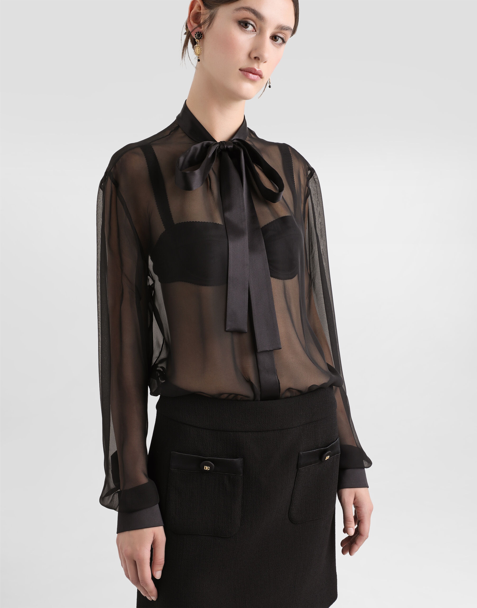 Chiffon pussy-bow shirt - 4