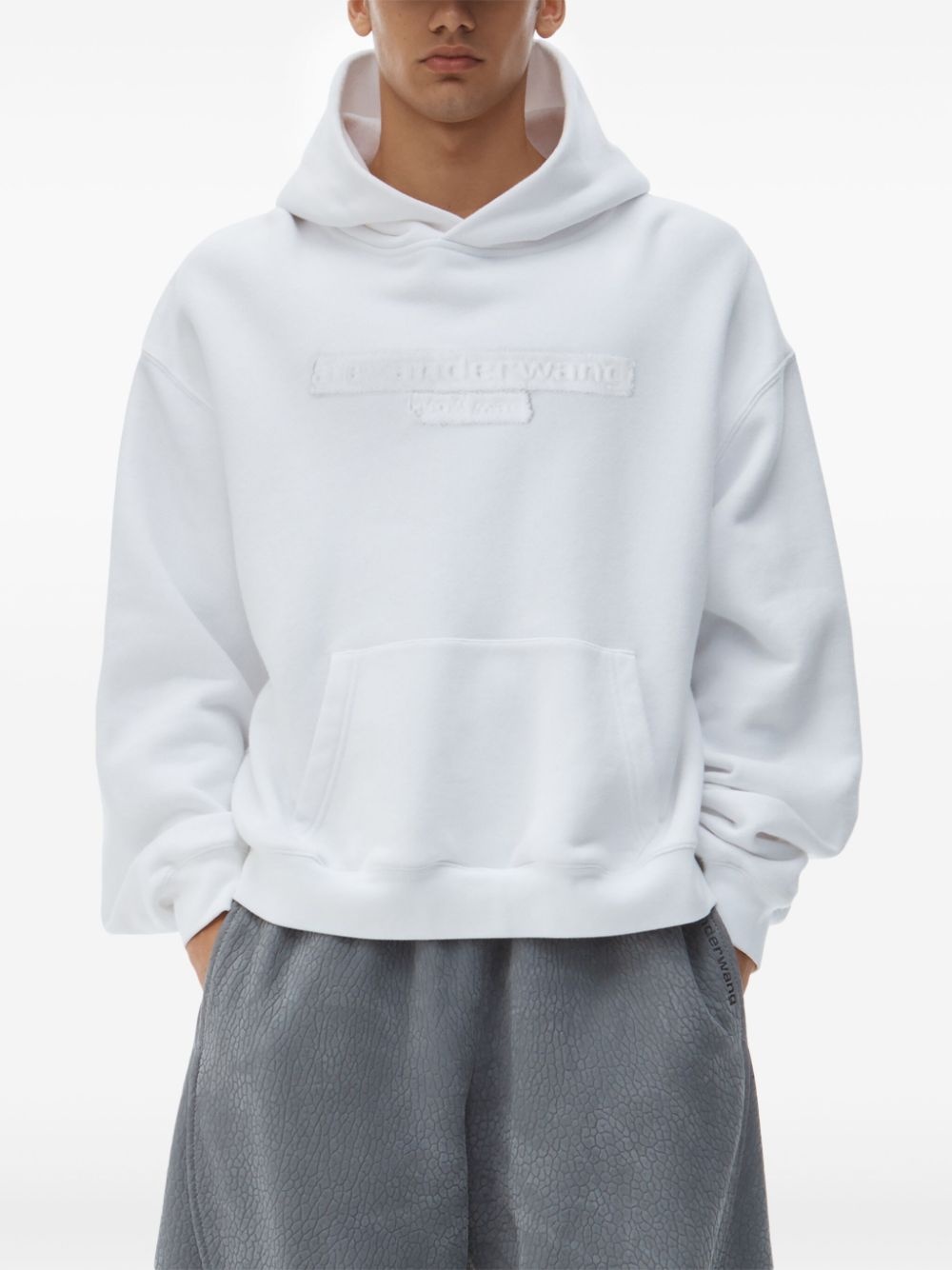 distressed-logo hoodie - 4