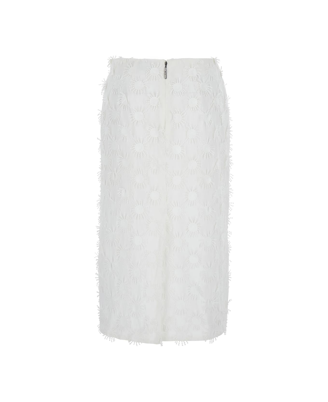 White Skirt With All-over Applications In Cotton Blend Woman - 2