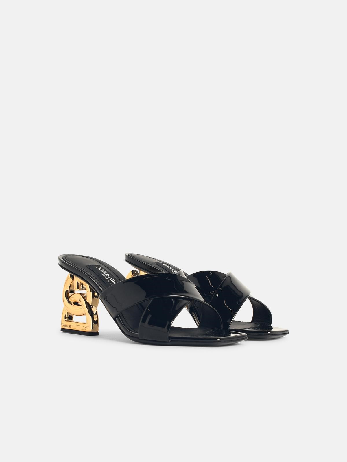 BLACK LEATHER SANDALS - 2