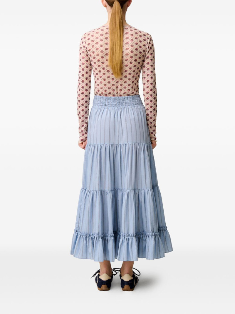 striped ruffled-tiers A-line skirt 4