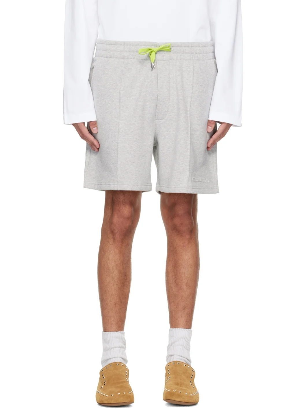 Gray Cashmere Blend Sweat Shorts - 1