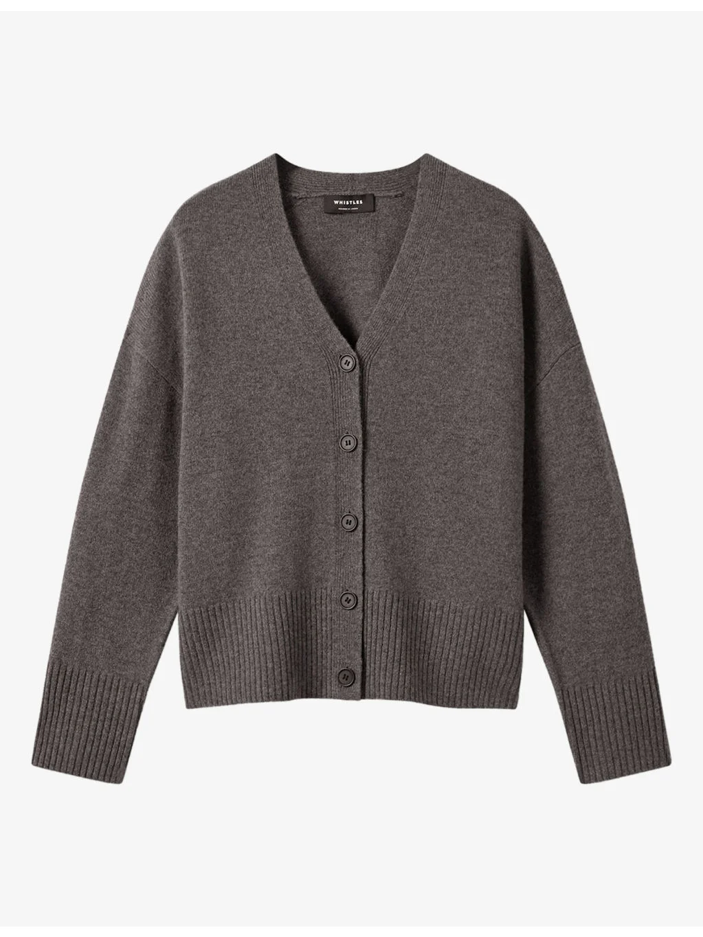 V-Neck Long-Sleeve Wool Cardigan - 1