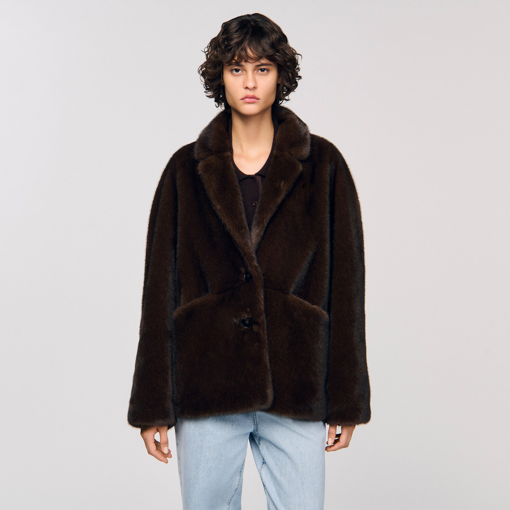JACKET-STYLE FAUX FUR COAT - 4