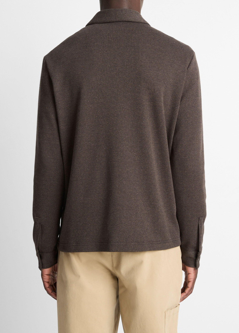 Vince Herringbone Cotton-Blend Zip Polo Shirt outlook