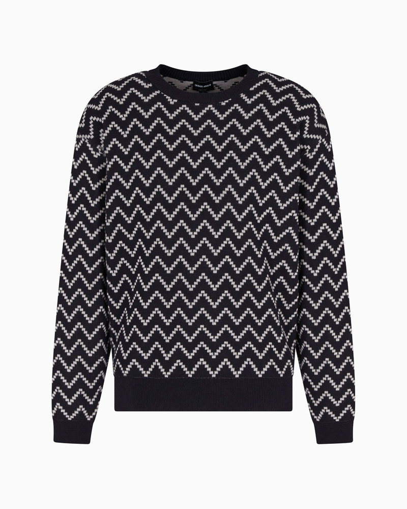 CREW-NECK JACQUARD COTTON AND CASHMERE JUMPER 1