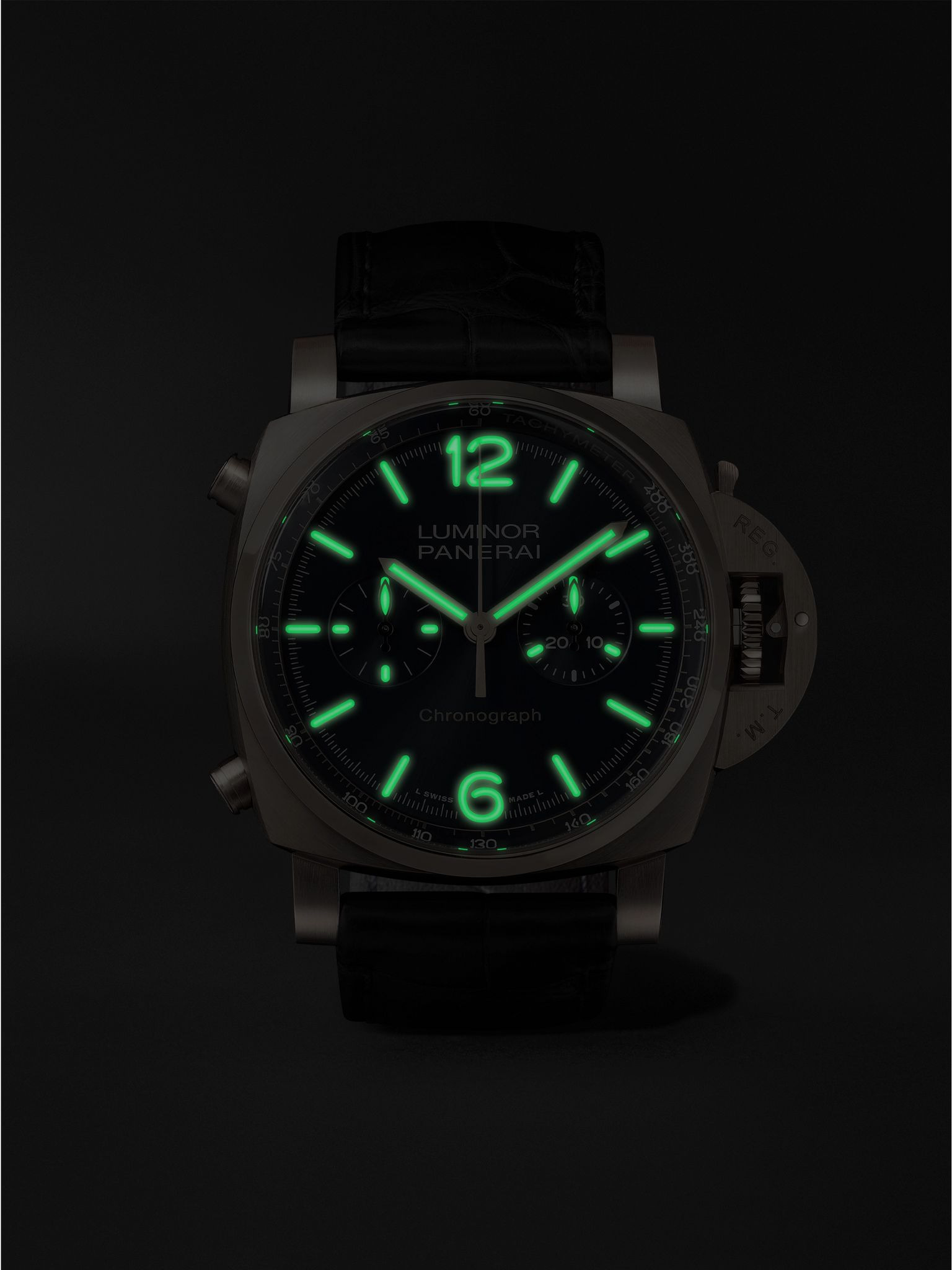 Luminor Chrono Automatic Chronograph 44mm Goldtech and Alligator Watch, Ref. No. PAM01111 Blue - 9