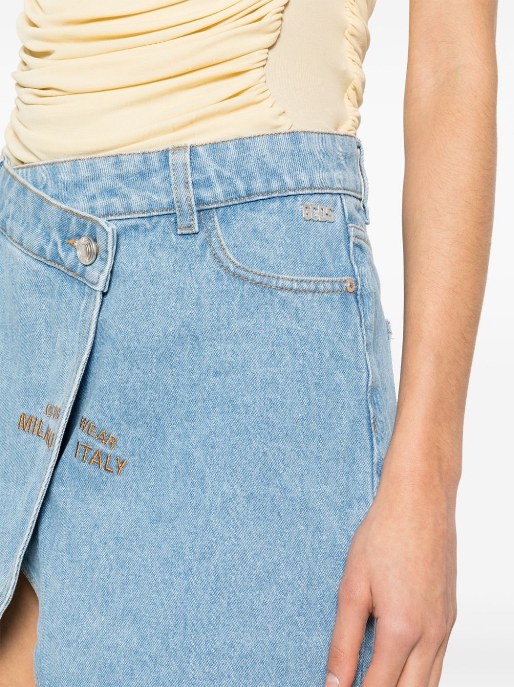logo-embroidered mini denim skirt - 5