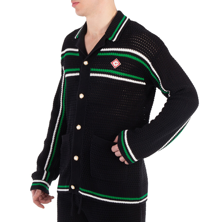 Casablanca Men's Black Crochet Tennis Shacket - 2