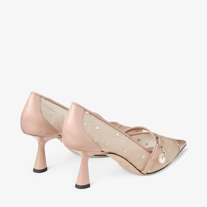 Aren Pump 65 Macaron Leather and Heart Mesh Pumps with Pearl Charm 6