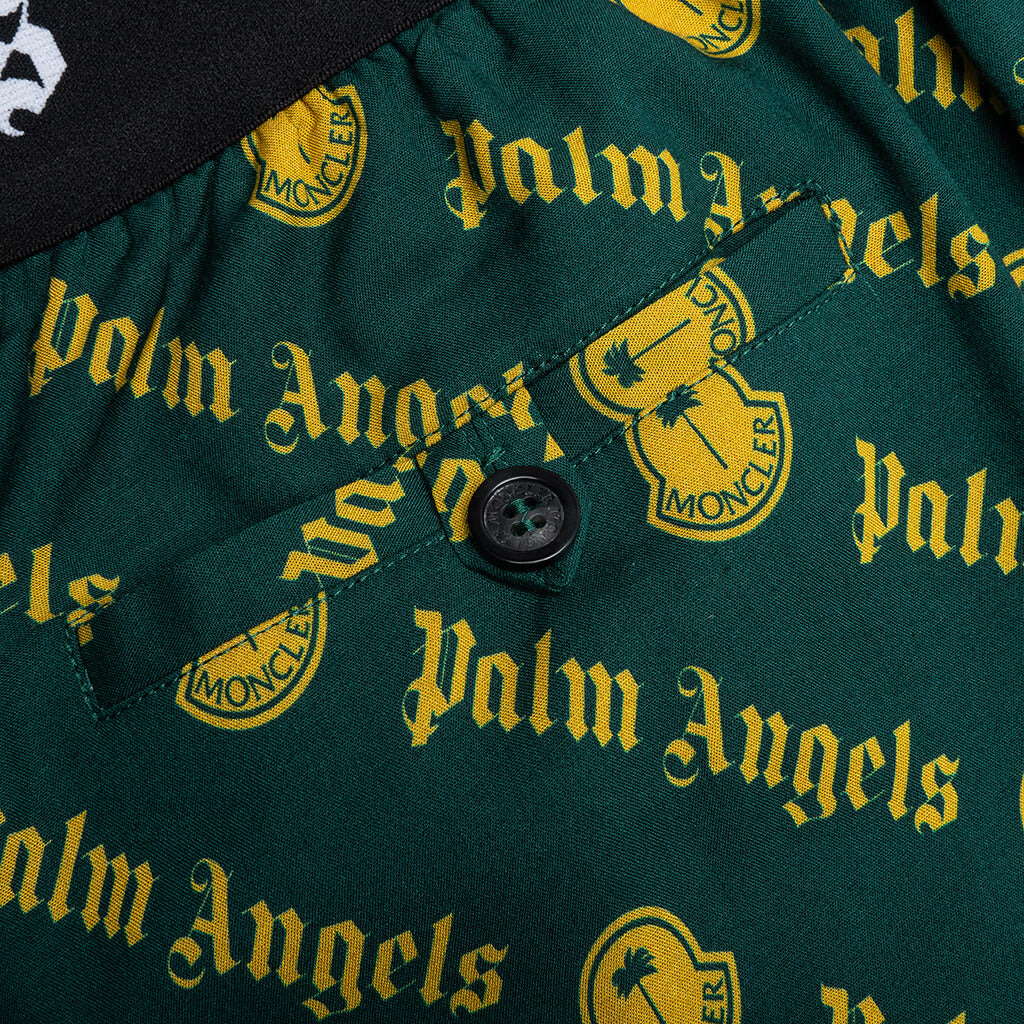 MONCLER X PALM ANGELS LOGO PRINT TROUSERS - DARK GREEN - 5