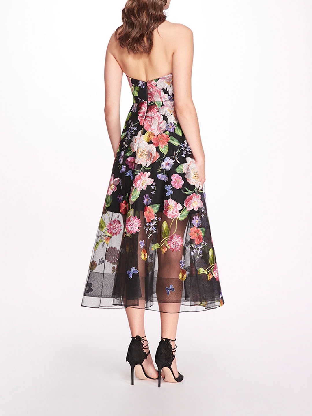 EMBROIDERED STRAPLESS TEA-LENGTH GOWN - 2