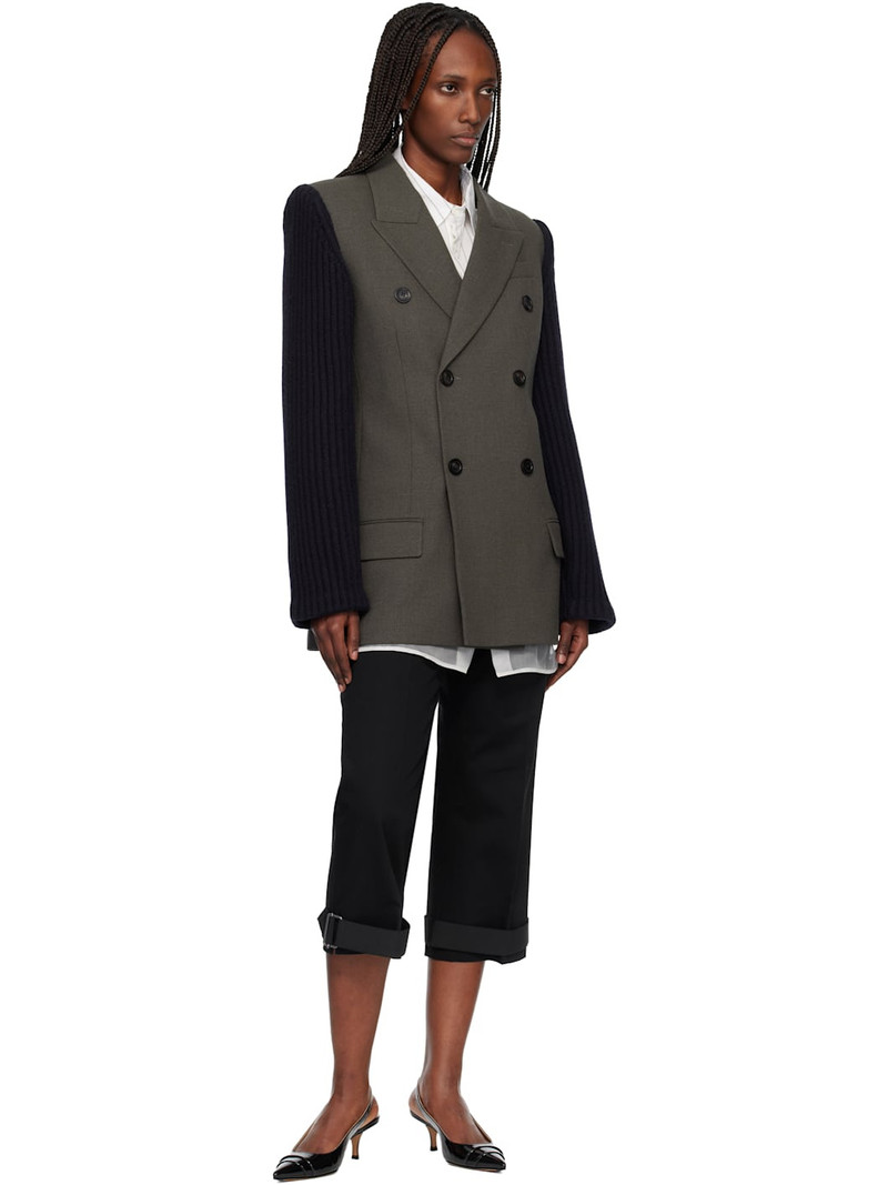 Jean Paul Gaultier Khaki & Navy 'The Bi-Material Suit' Blazer outlook