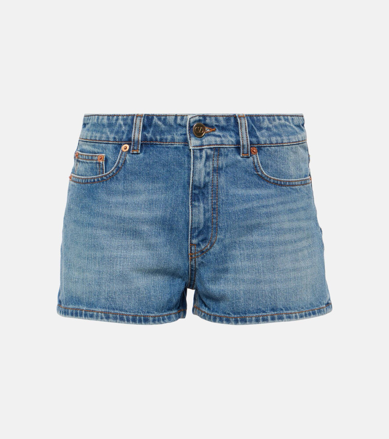logo-appliquÃ© denim shorts - 1