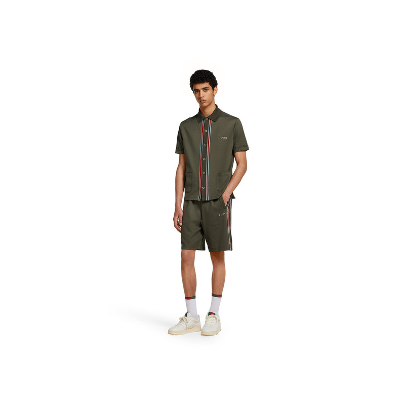 GUCCI Cotton piquet shorts with embroidery outlook