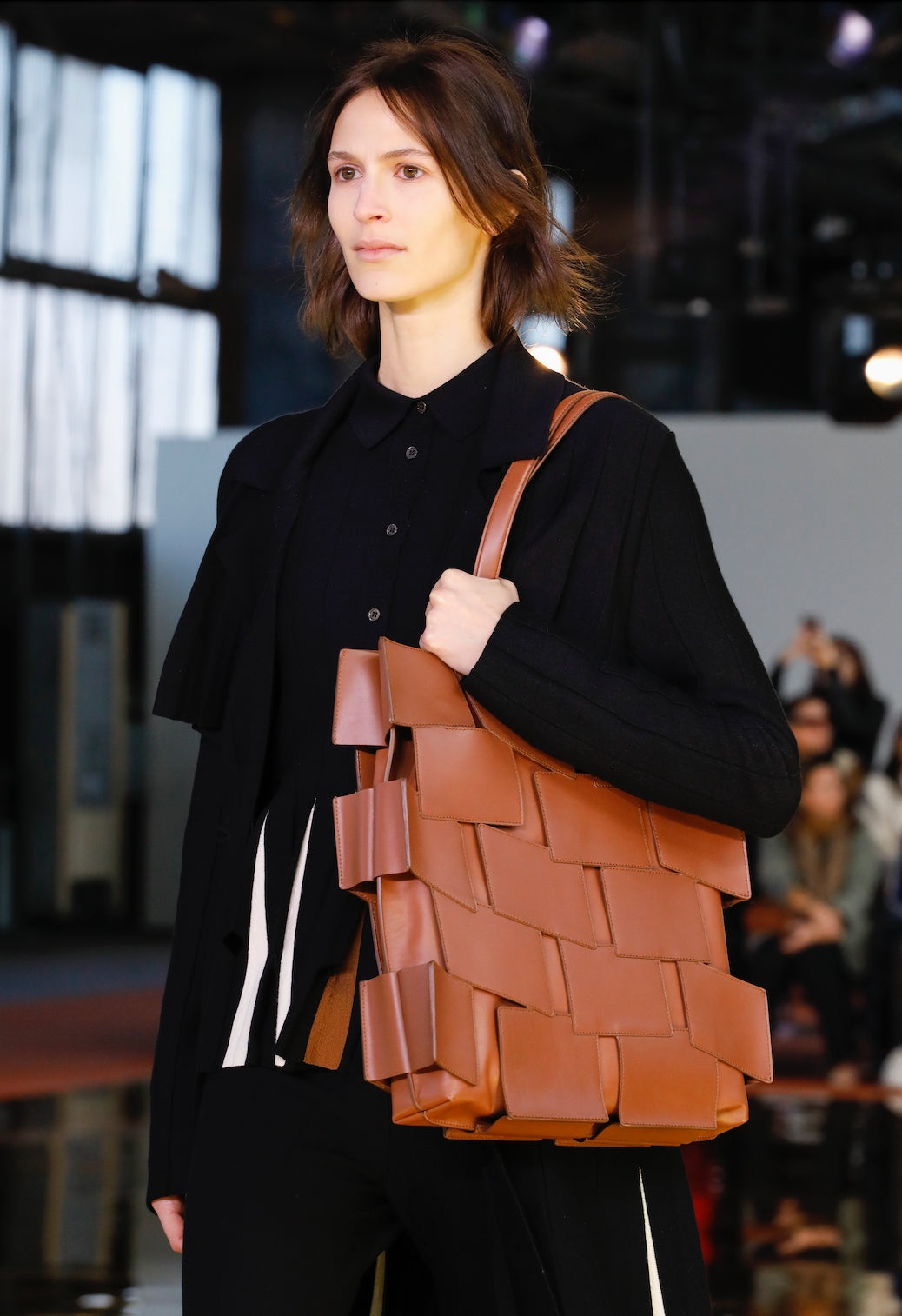 Laquered Patchwork Tote Bag in Cognac Leather - 2