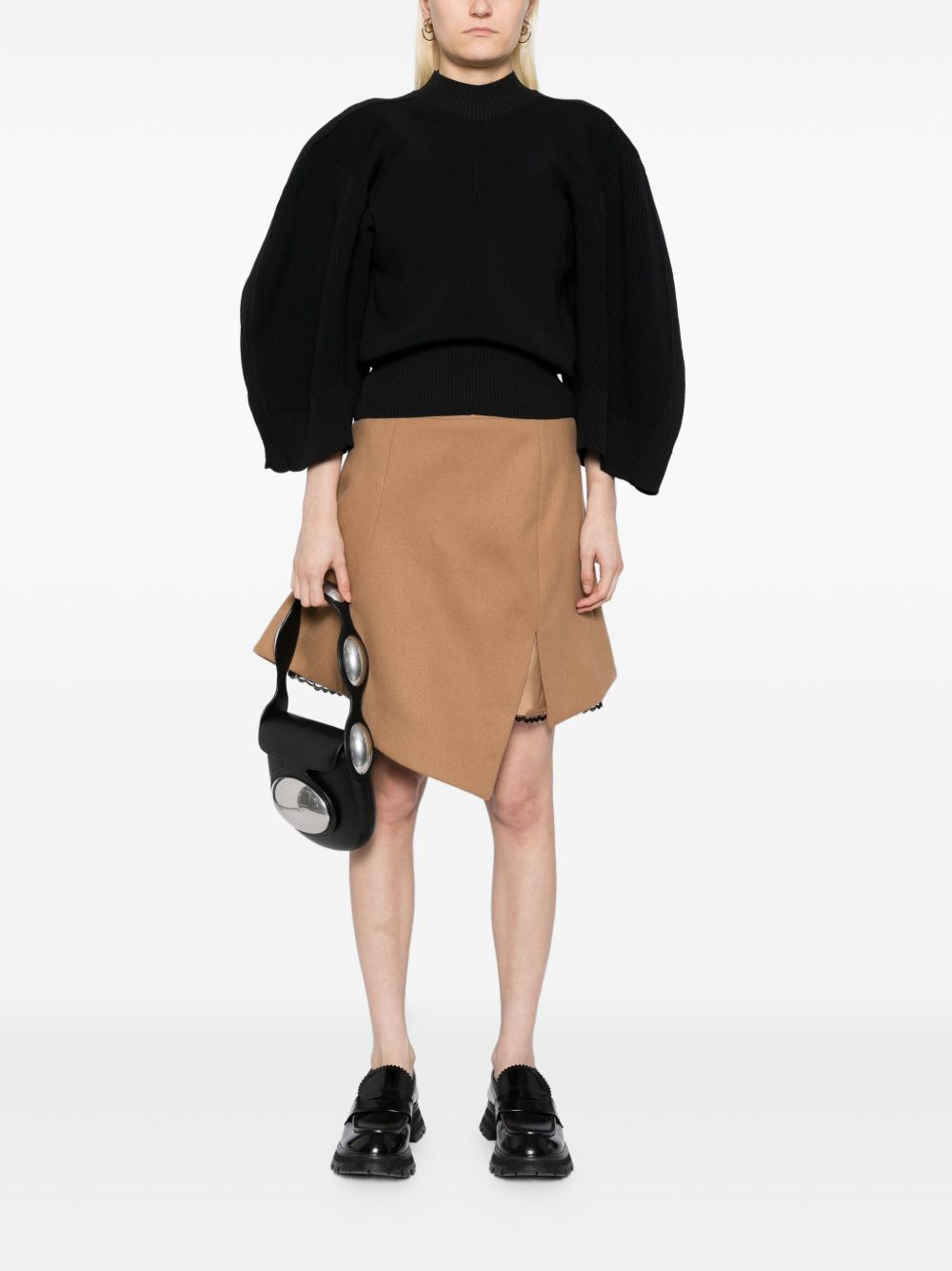 asymmetric lace-trim skirt - 2