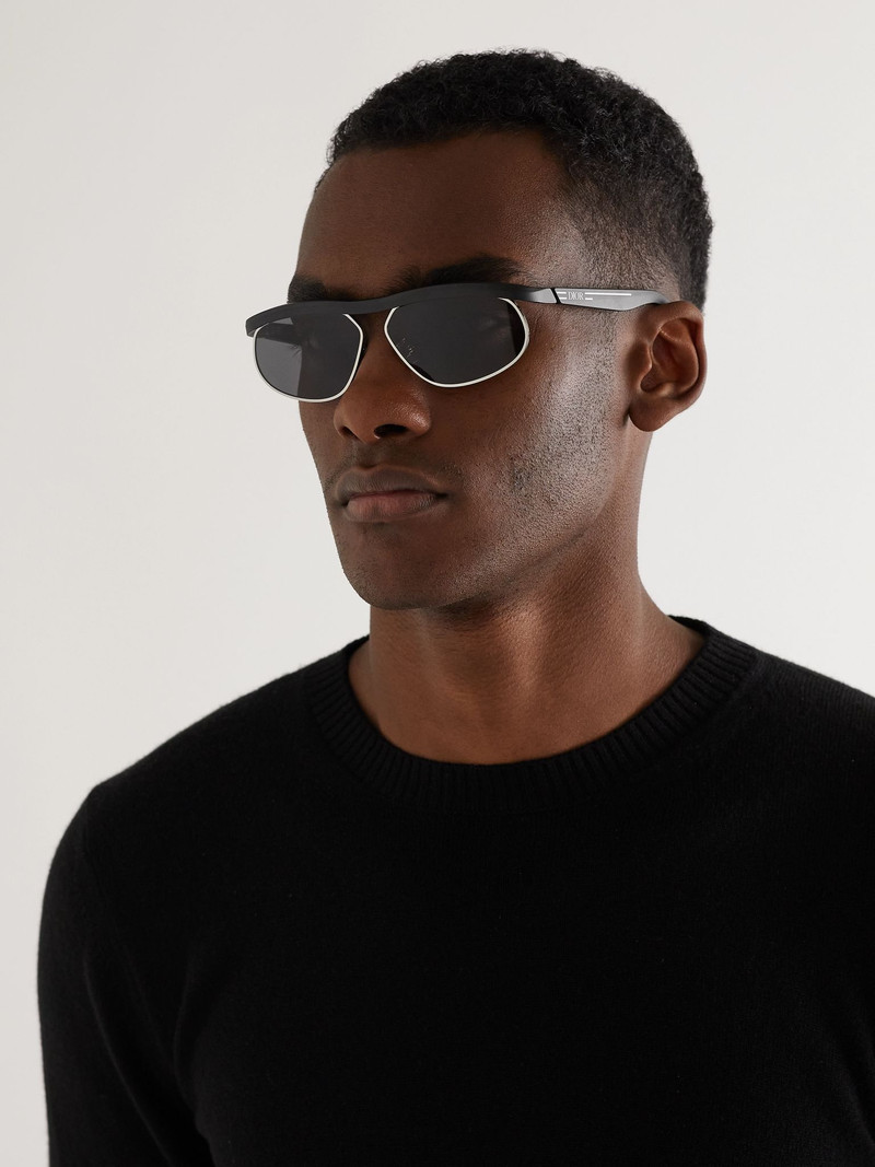Dior DioRider S1U Oval-Frame Acetate and Silver-Tone Sunglasses Black outlook
