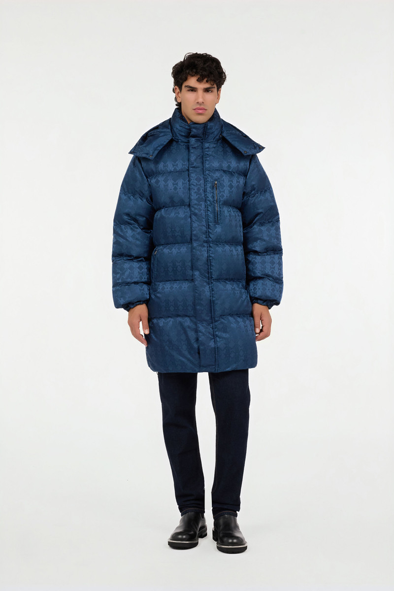 Blue Down Jacket with RC Monogram All Over 3
