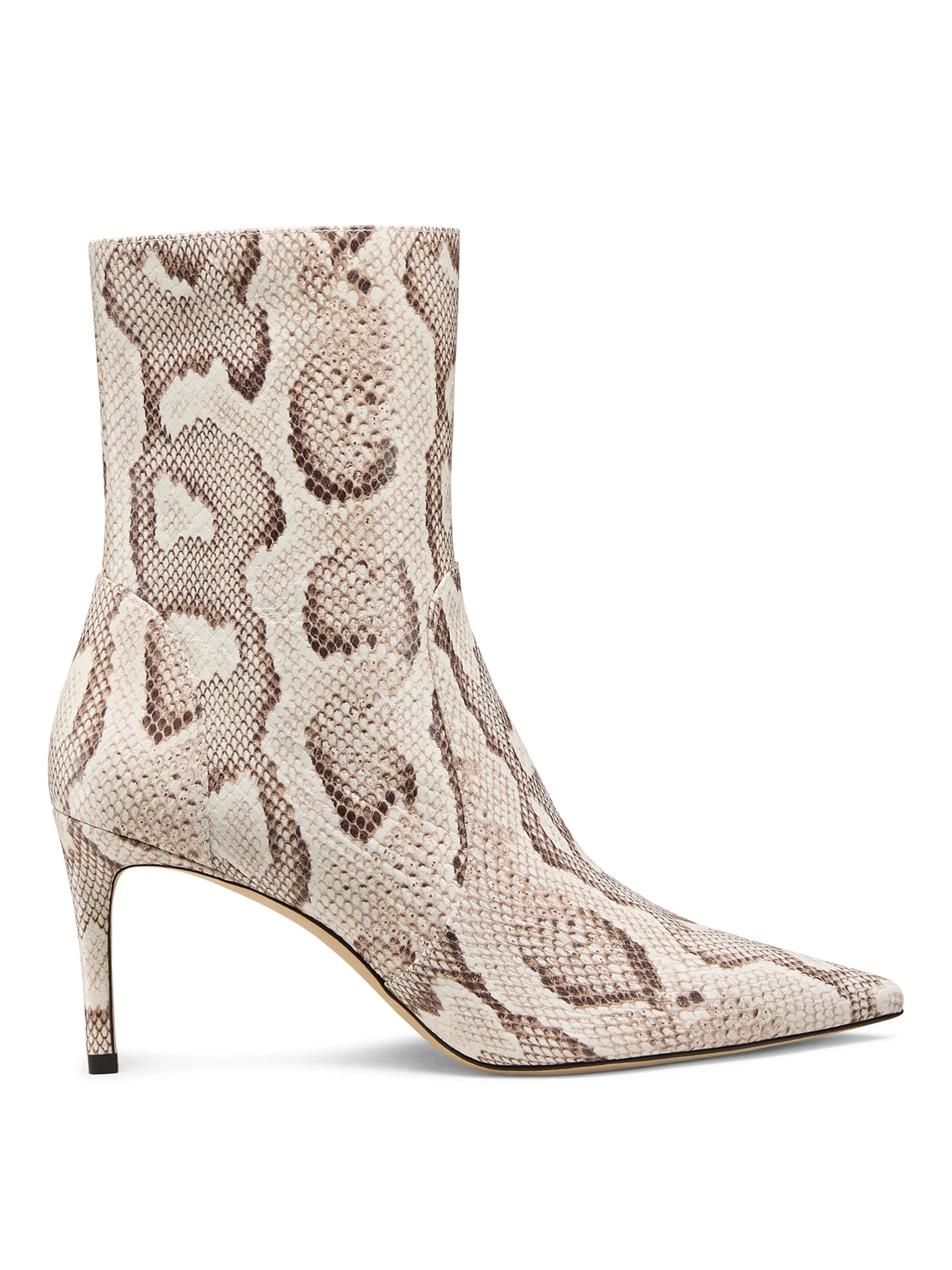 Women's Stuart 75MM Snake-Embossed Leather Booties - Cream - 1