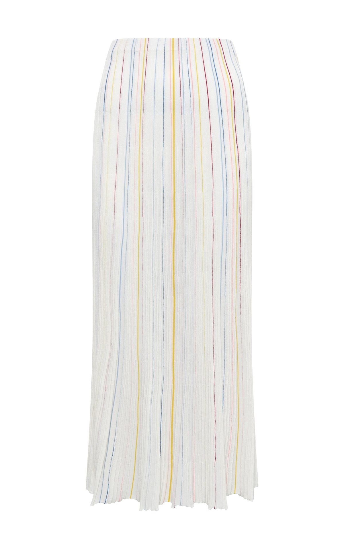 Celeano Pinstripe Knit Midi Skirt in Ivory Multi Merino Wool - 1