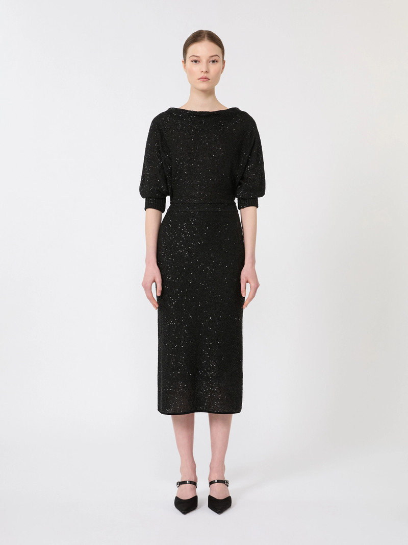 GETTO Sequinned viscose yarn dress - BLACK 3