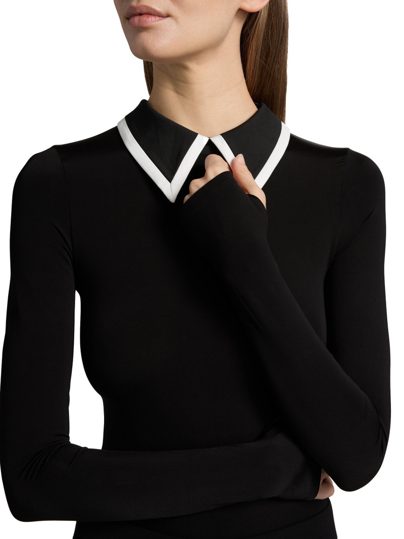 Women's Keenan Long-Sleeve Polo Bodysuit - Black 7