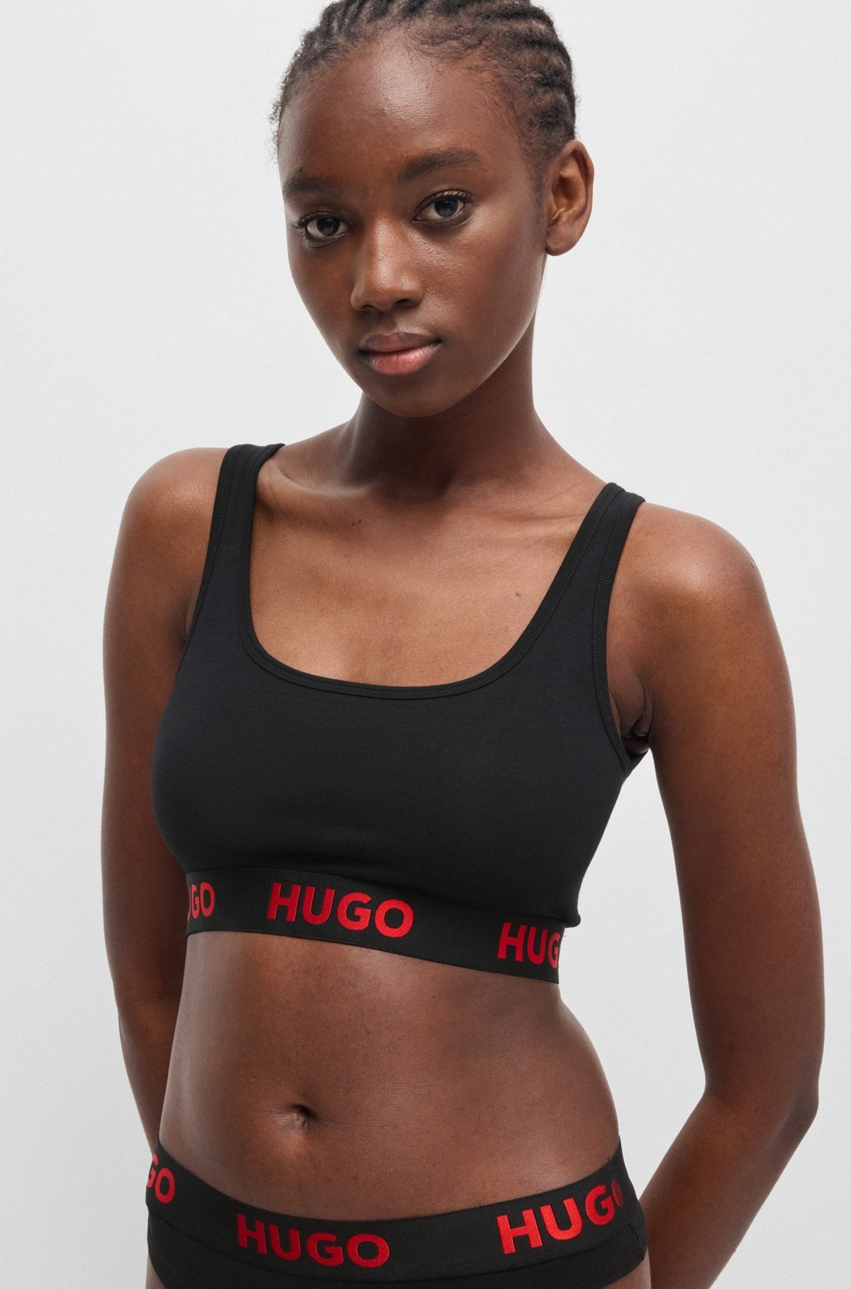 STRETCH-COTTON BRALETTE WITH LOGO BAND - 4