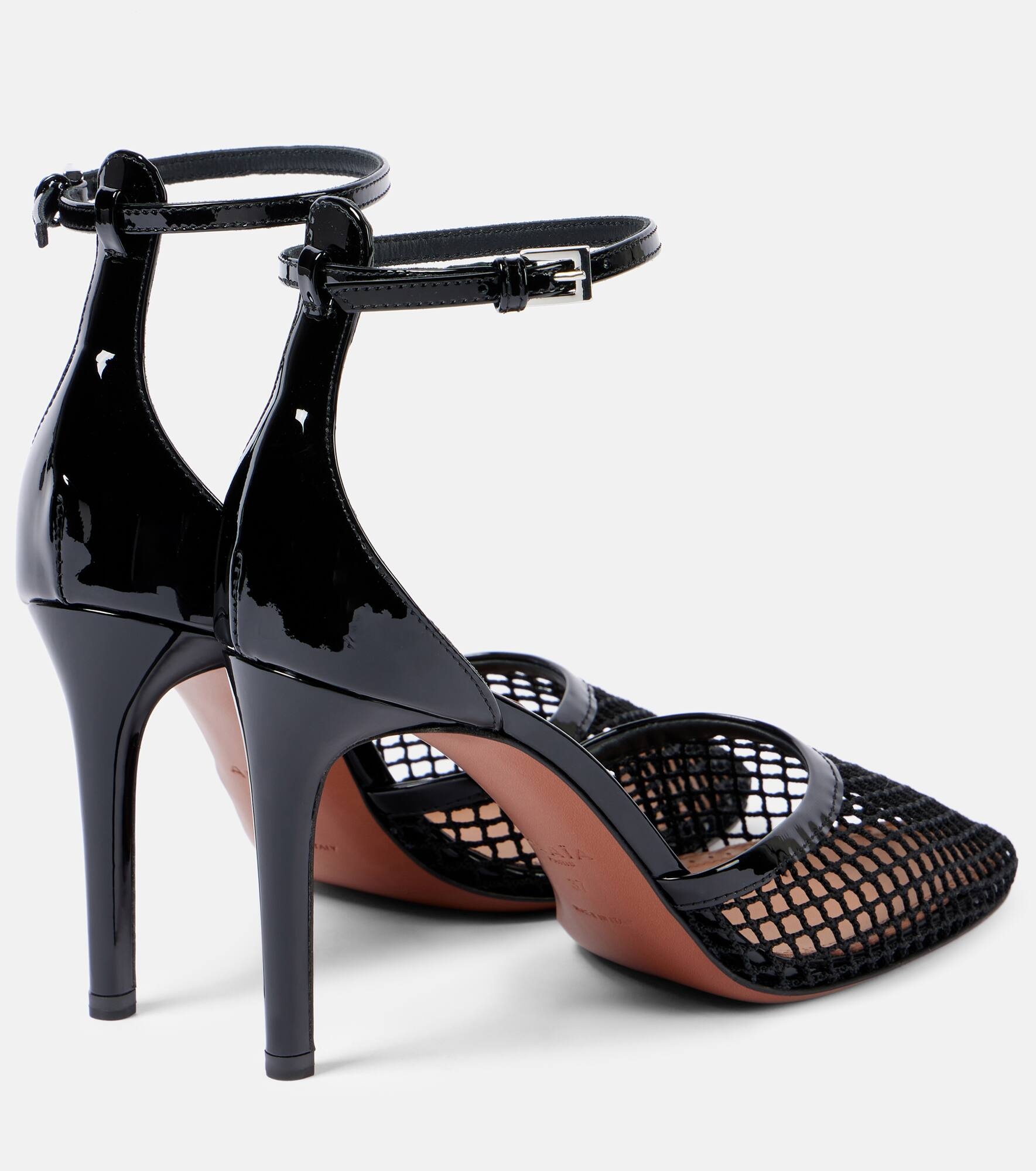 Leather-trimmed mesh pumps - 2