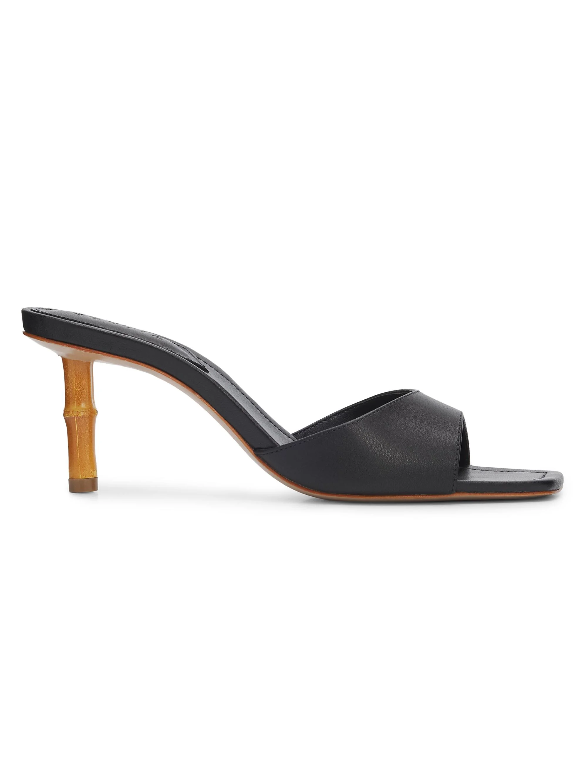 Women's Leena 75MM Bamboo-Heel Leather Mules - Black - 1