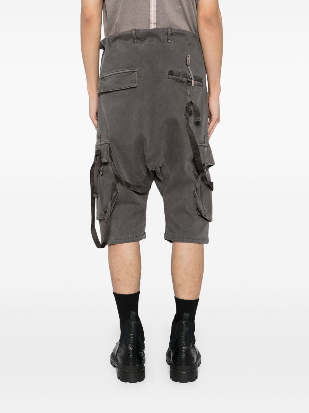 stonewashed cargo track shorts - 4