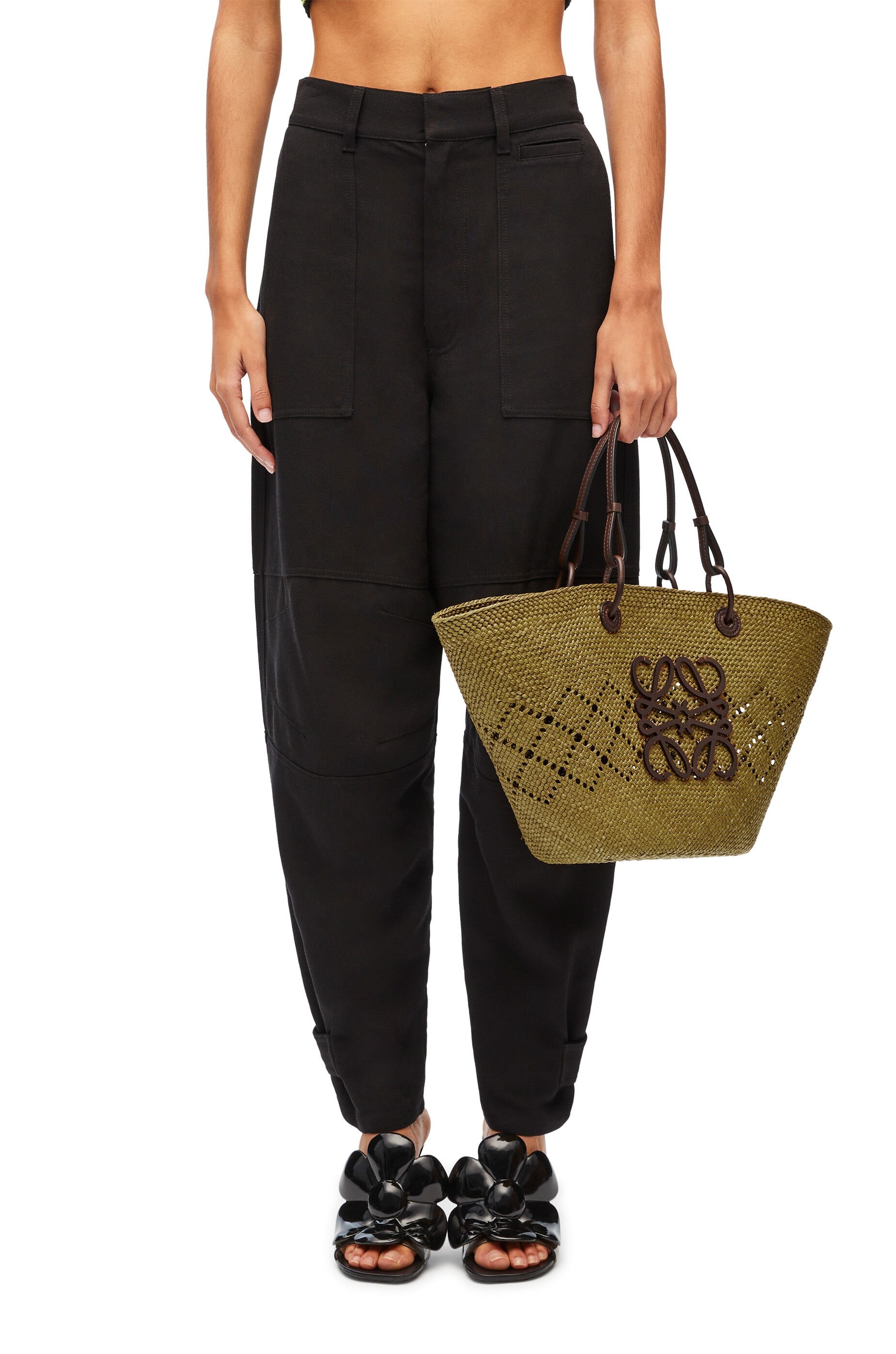 Anagram Basket bag in iraca palm and calfskin - 3