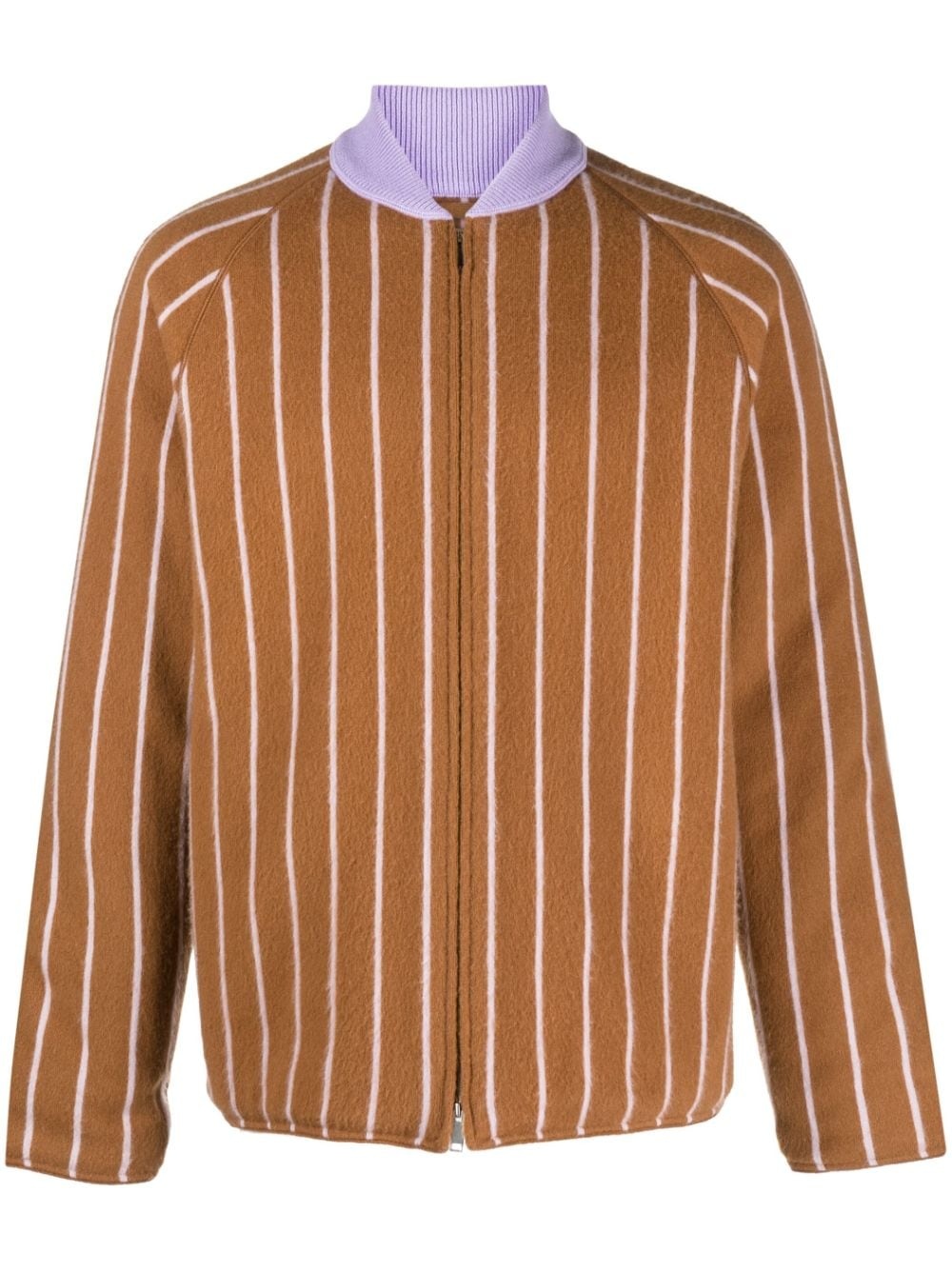 stripe-pattern cashmere jacket - 1