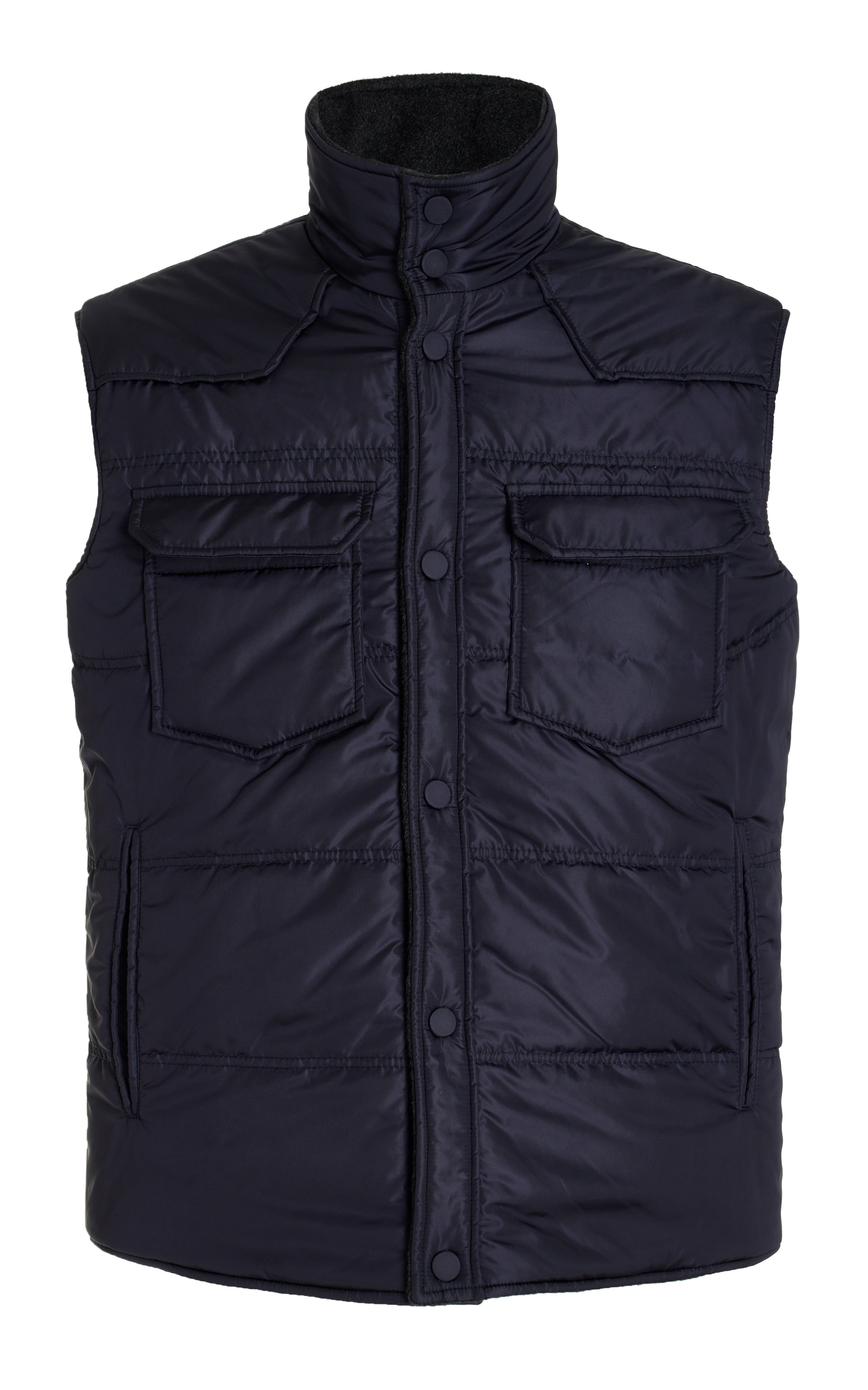 Clay Reversible Puffer Vest in Charcoal Cashmere and Nylon - 1